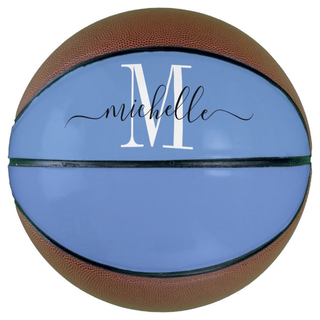 Personalised Blue Girl's Monogrammed Basketball (Front)