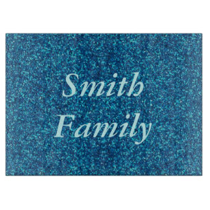 Personalised Blue Glitter Cutting Board
