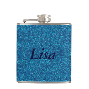 Personalised Blue Glitter Flask