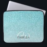Personalised Blue Glitter Ombre Name Monogram Laptop Sleeve<br><div class="desc">Chic faux blue glitter design with ombre effect,  the blue glitter fades onto a white background. You can personalise these elegant laptop sleeve with your name and monogram or other text. Perfect personalised gift laptop sleeve. If you need any help or matching products,  please contact us through our store.</div>