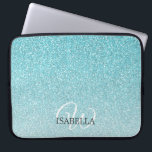 Personalised Blue Glitter Ombre Name Monogram Laptop Sleeve<br><div class="desc">Chic faux blue glitter design with ombre effect,  the blue glitter fades onto a white background. You can personalise these elegant laptop sleeve with your name and monogram or other text. Perfect personalised gift laptop sleeve. If you need any help or matching products,  please contact us through our store.</div>