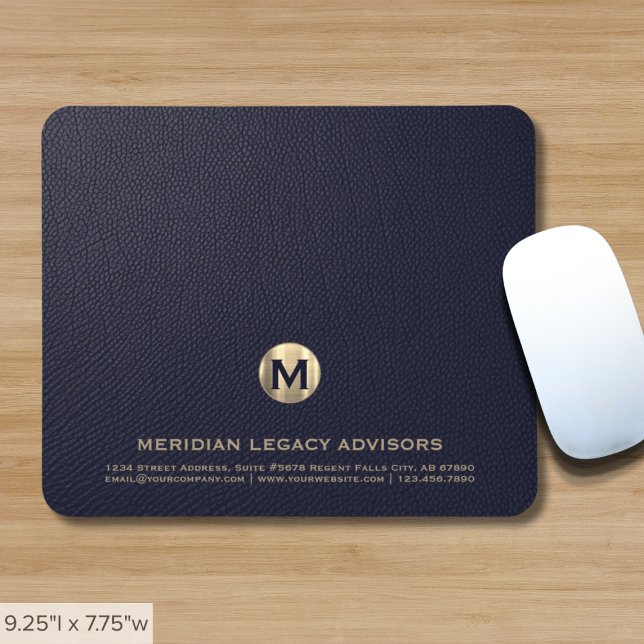 Personalised Blue Gold Business Monogram Mouse Pad (Creator Uploaded)