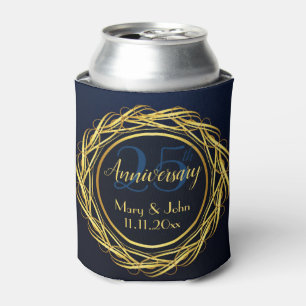 Personalised Blue Gold Royal Anniversary Luxury Can Cooler