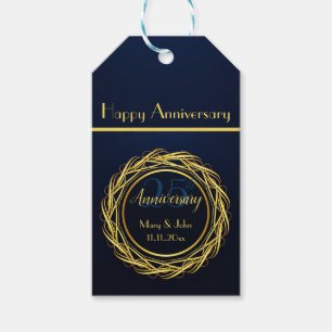 Personalised Blue Gold Royal Anniversary Royal Gift Tags