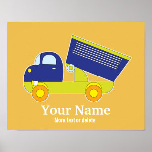 Personalised Blue & Green Construction Dump Truck Poster
