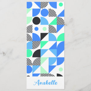 Personalised Blue Green Geometric Bookmark