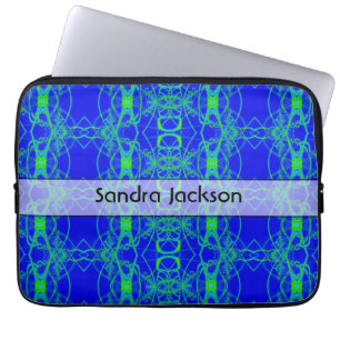 Personalised Blue green lace like abstract pattern Laptop Sleeve