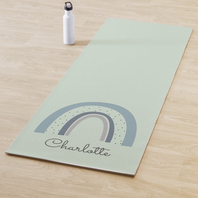 Personalised Blue Green Rainbow Yoga Mat (In Situ)