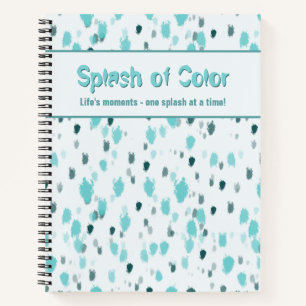 Personalised Blue, Grey Abstract Splash of Colour Notebook