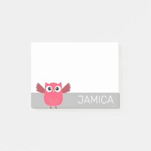 Personalised Blue & Grey Cartoon Owl Post-it Notes