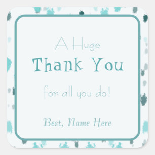 Personalised Blue, Grey Colour Splash Art Thank Yo Square Sticker