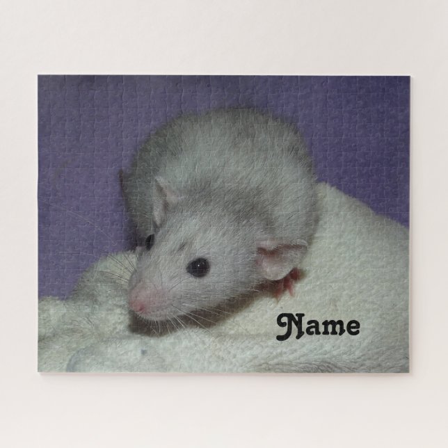 Personalised Blue Grey Dumbo Pet Rat Jigsaw Puzzle (Horizontal)