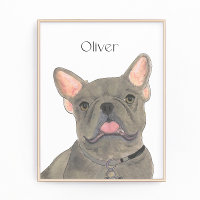 Personalised Blue Grey Frenchie French Bulldog Art