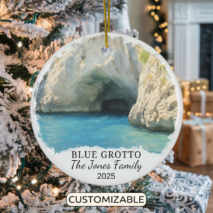 Personalised Blue Grotto Ornament, Italy Ceramic Ornament