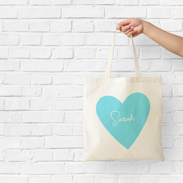 Personalised Blue Heart Tote Bag (Creator Uploaded)