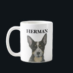 Personalised Blue Heeler Cattledog Coffee Mug<br><div class="desc">I am in love with this beautifully detailed watercolor illustration of a blue heeler or australian cattledog! Personalise these mugs and tumblers with your name or monogram and even and change the handle colour to compliment your decor! Shop the rest of my collection for the sweetest housewarming, bridal shower, teacher,...</div>