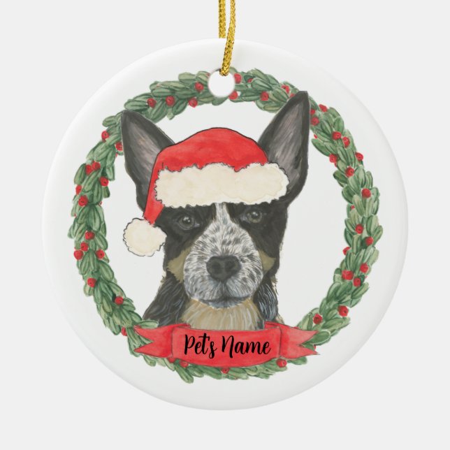 Personalised Blue Heeler Ceramic Ornament (Front)