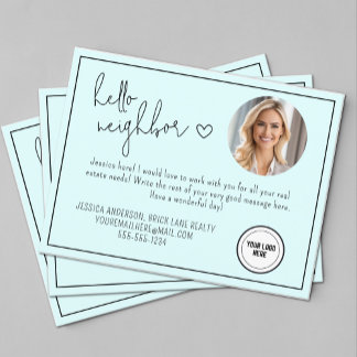 Personalised Blue Hello Neighbour Real Estate  Postcard