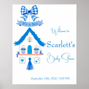 Personalised Blue House It's a Boy Baby Shower Poster