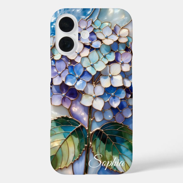 Personalised Blue Hydrangea Phone Case Floral (Back)