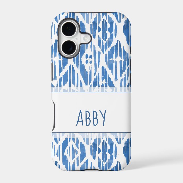 Personalised Blue Ikat Pattern (Back)