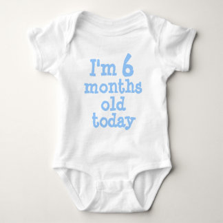 Personalised Blue I'm 6 months old today Baby Bodysuit