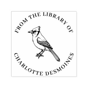 Personalised Blue Jay Book Stamp Custom Ex Libris 