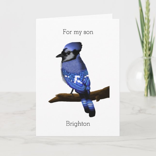 Personalised Blue Jay For My Son Birthday Card (Front)