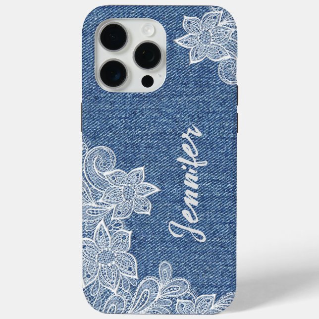 Personalised Blue Jean Lace iPhone / iPad case (Back)