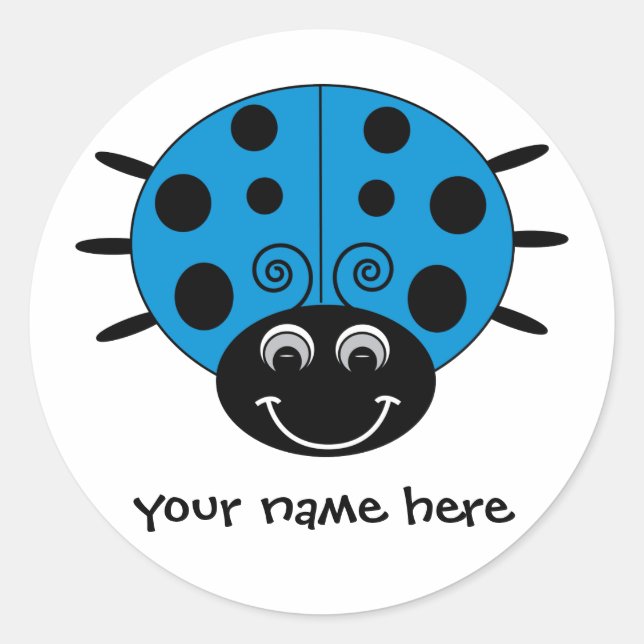 Personalised Blue Ladybug Sticker (Front)