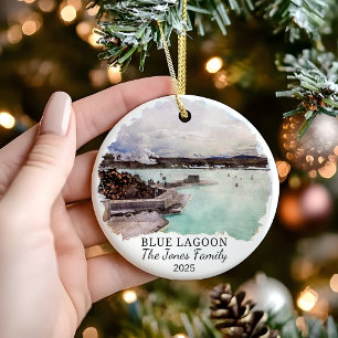 Personalised Blue Lagoon, Iceland Gift Ceramic Ornament