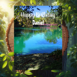 Personalised Blue Lake Tall Trees Jumbo Birthday 