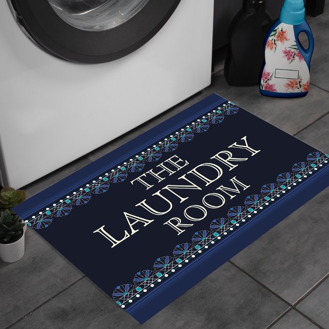 Personalised Blue Laundry Room Sign Doormat (Creator Uploaded)