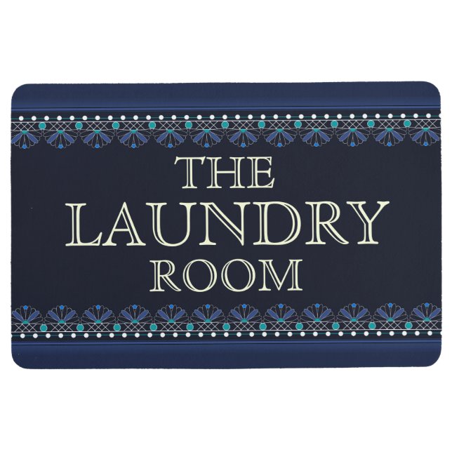 Personalised Blue Laundry Room Sign Floor Mat (Front)