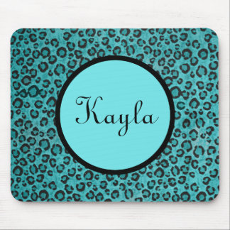 Personalised Blue Leopard Mousepad