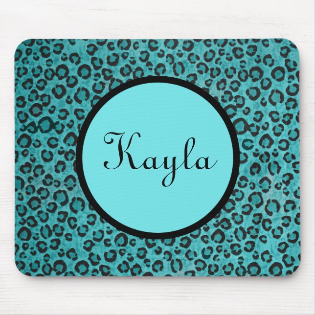Personalised Blue Leopard Mousepad (Front)