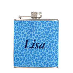 Personalised Blue Leopard Skin Flask