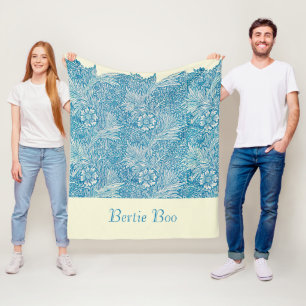 Personalised Blue Marigold vintage patterned Dog Fleece Blanket
