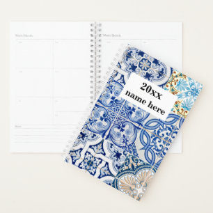 Personalised Blue Mediterranean Tiles Planner