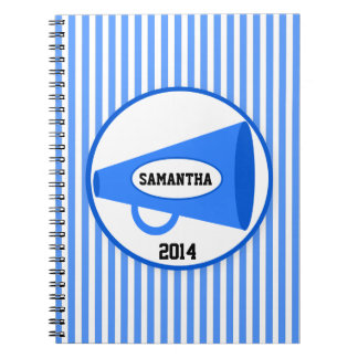 Personalised Blue Megaphone And Blue Stripes Notebook