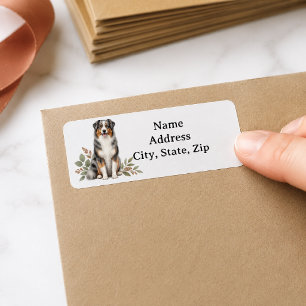 Personalised Blue Merle Australian Shepherd Return Address Label