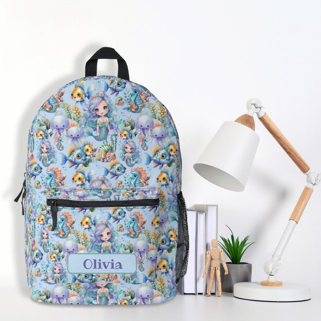 Personalised Blue Mermaid Backpack (Creator Uploaded)