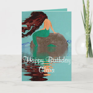 Personalised Blue Mermaid Greeting Birthday Card