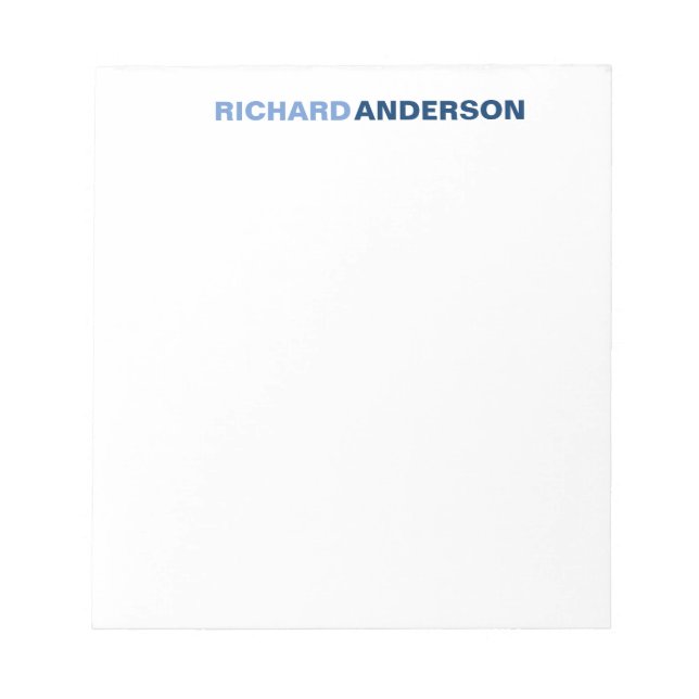 Personalised Blue Modern Bold Font For Him Name Notepad (Front)