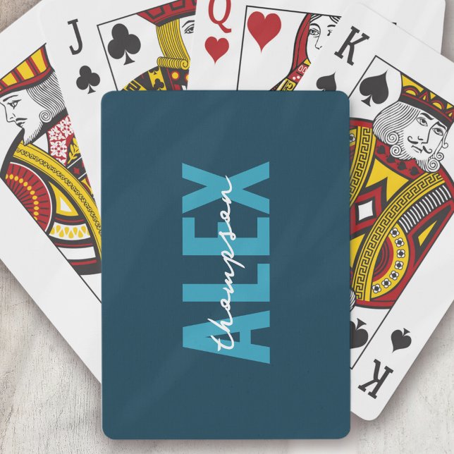 Personalised Blue Monogram  Playing Cards (Creator Uploaded)