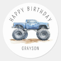 Personalised Blue Monster Truck Birthday Gift