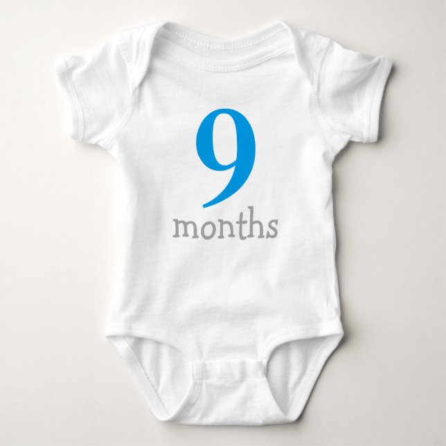 Personalised Blue Monthly Baby Baby Bodysuit (Front)