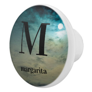Personalised Blue Moon Ceramic Knob