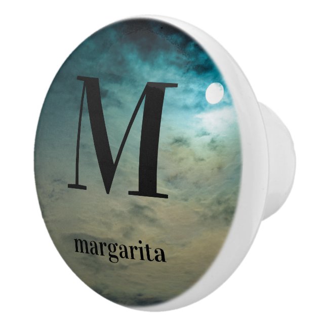 Personalised Blue Moon Ceramic Knob (Right)
