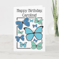 Personalised Blue Morpho Butterfly Happy Birthday